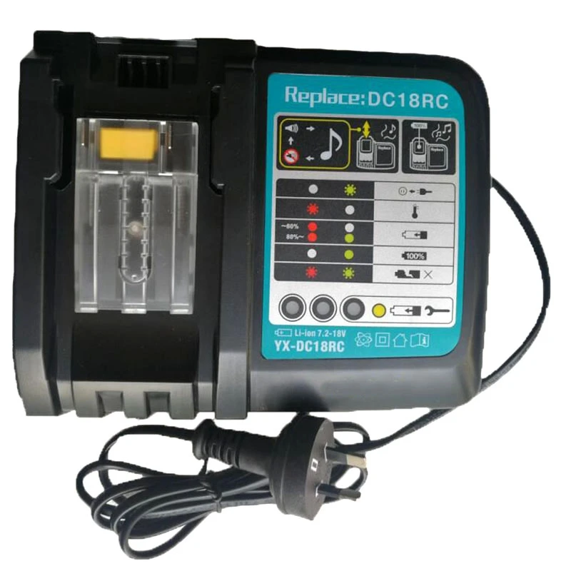 AABB-литий-ионный аккумулятор зарядное устройство 3A зарядный ток для Makita 14,4 V 18V Bl1830 Bl1430 Dc18Rc Dc18Ra Электроинструмент Dc18Rct зарядка Eu Pl