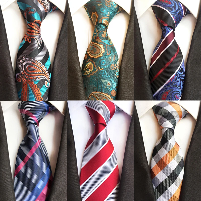 Новый дизайн клетчатые жаккардовые шелковые мужские галстуки с узором пейсли на
