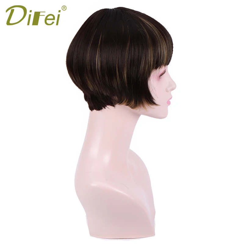 DIFEI парики из искусственных волос коричневые короткие прямые волосы подойдет
