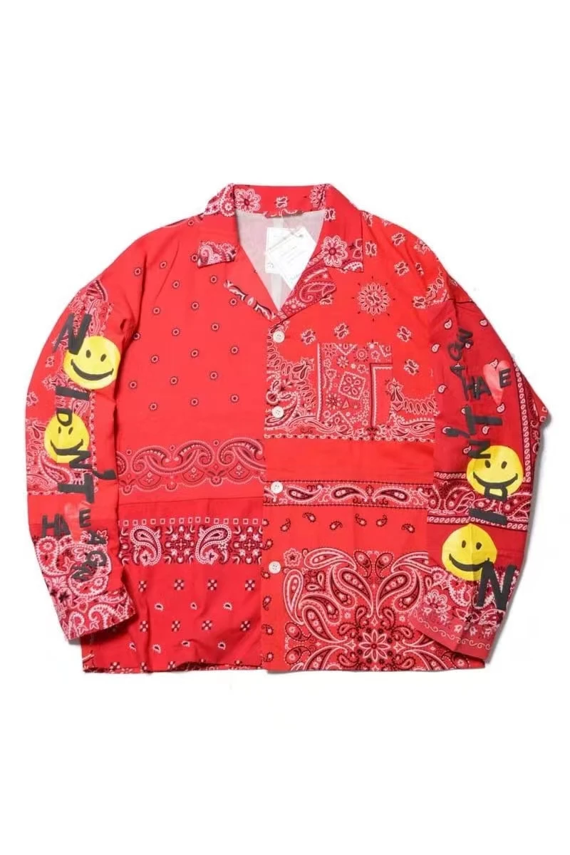 

2021ss Cashew Flowers Readymade Jacket Men Women 1:1 Best Quality Patchwork Windbreaker Coat Blue Red Jackets