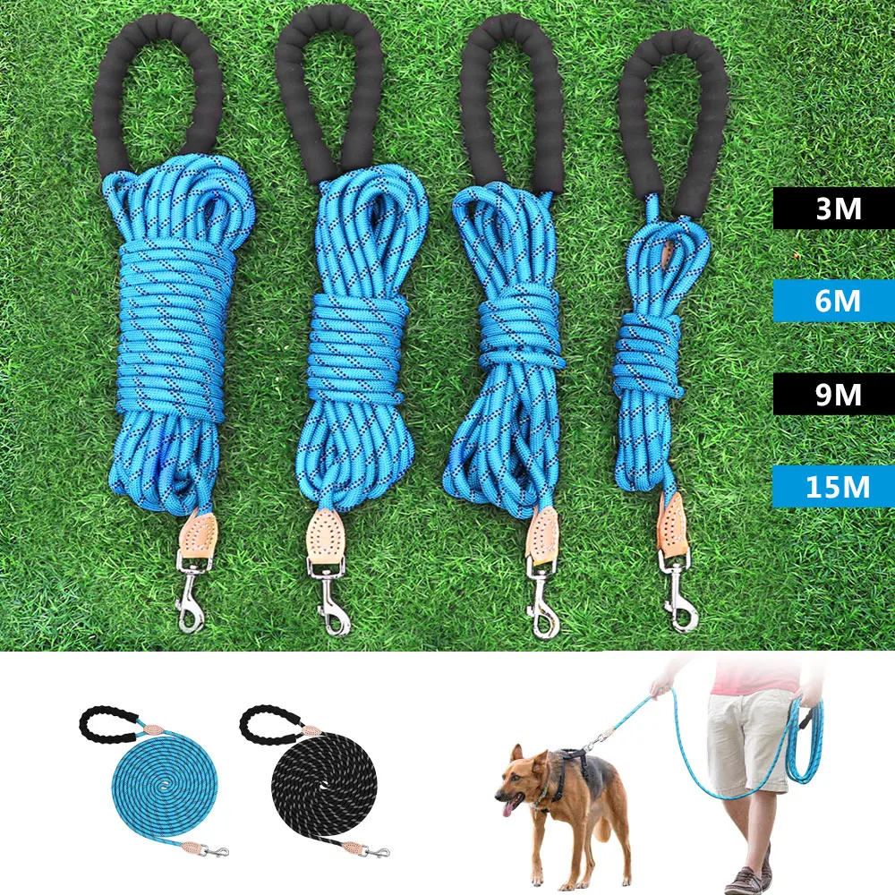 

Nylon Dog Leash Reflective Pet Tracking Round Rope Dogs Walking Training Lead Leashes 3M/5M/10M/20M For Small Medium Large Dogs