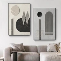 abstract gray minimalist canvas painting posters and prints modern wall art pictures for living room bedroom home decoration
