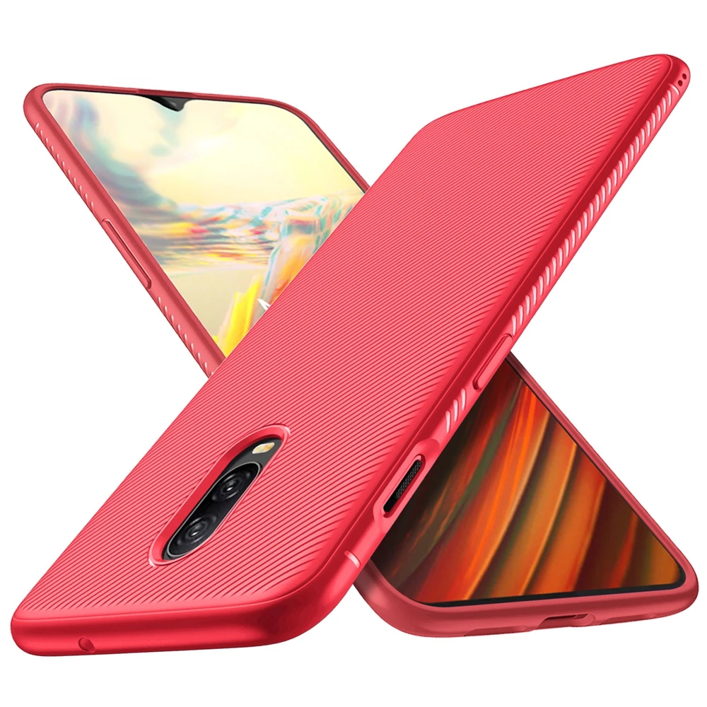 Красный Чехол One Plus 7, роскошный силиконовый чехол для телефона etui One Plus 7 Pro, стильная задняя крышка из углеродного волокна, мягкий ТПУ чехол для телефона - Цвет: Красный