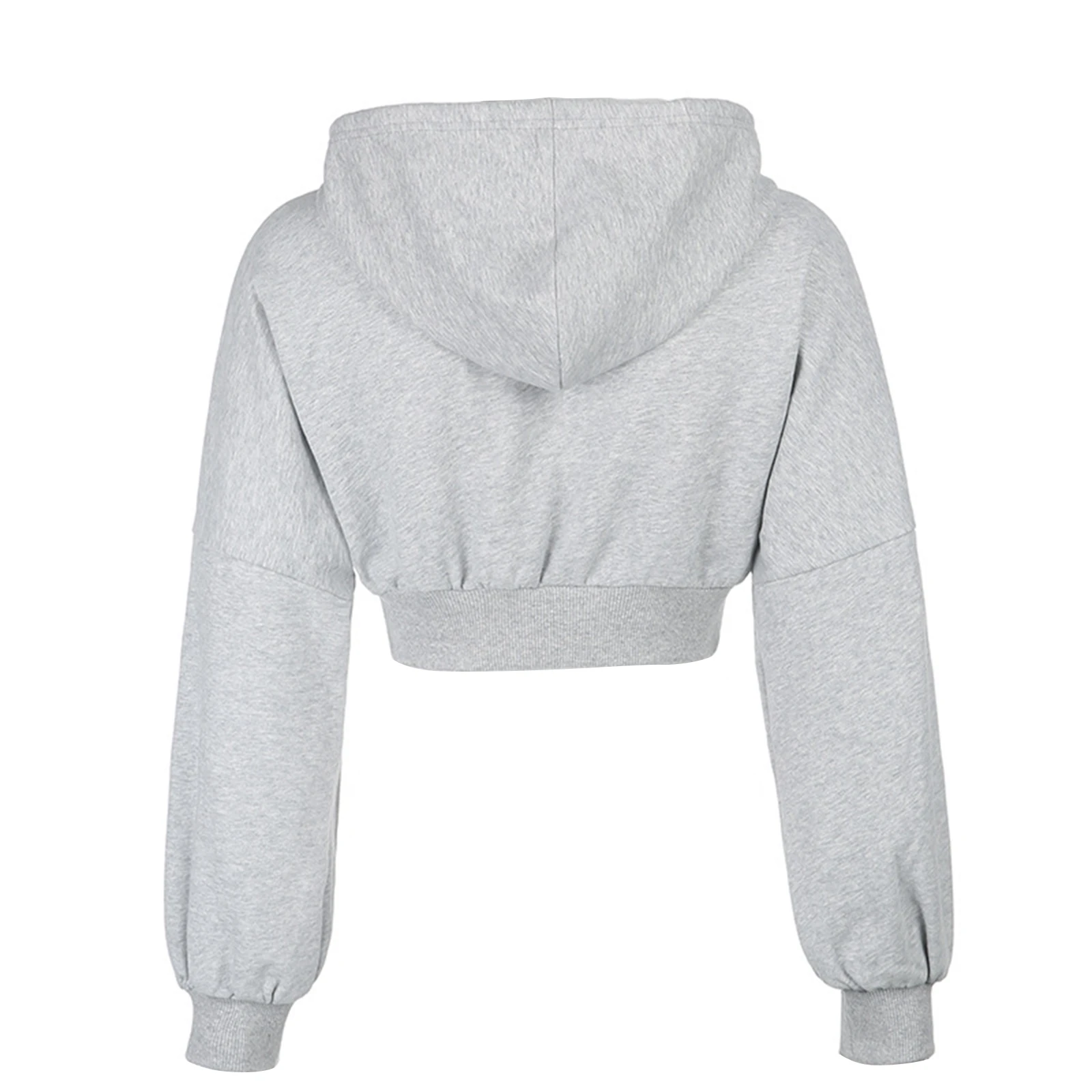 

Autumn Women Sweatshirt short Crop Tops Hoodie Casual Long Sleeve Solid Color Loose Fit Drawstring Cropped Sweatshirt coat Mujer
