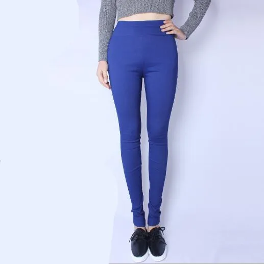 Office Women Pants 2019 autumn winter women leggings high waist retro elastic stretchy slim pants plus size skinny trousers M850 | Женская