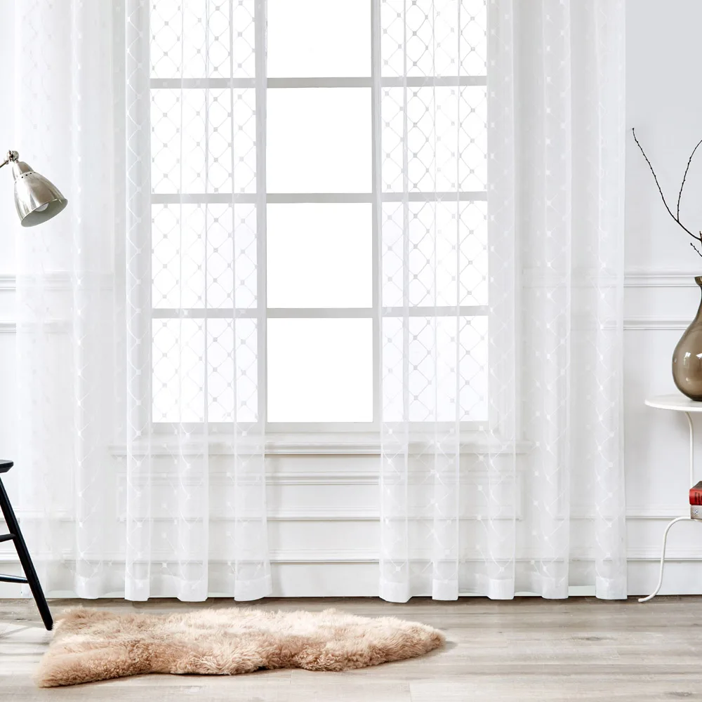 Занавески Из Тюля в белую клетку для гостиной занавески с геометрическим