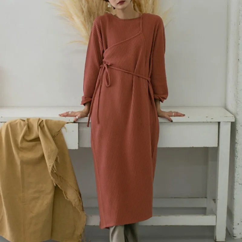 Женские осенние шикарные платья в Корейском стиле женские черные вязаные