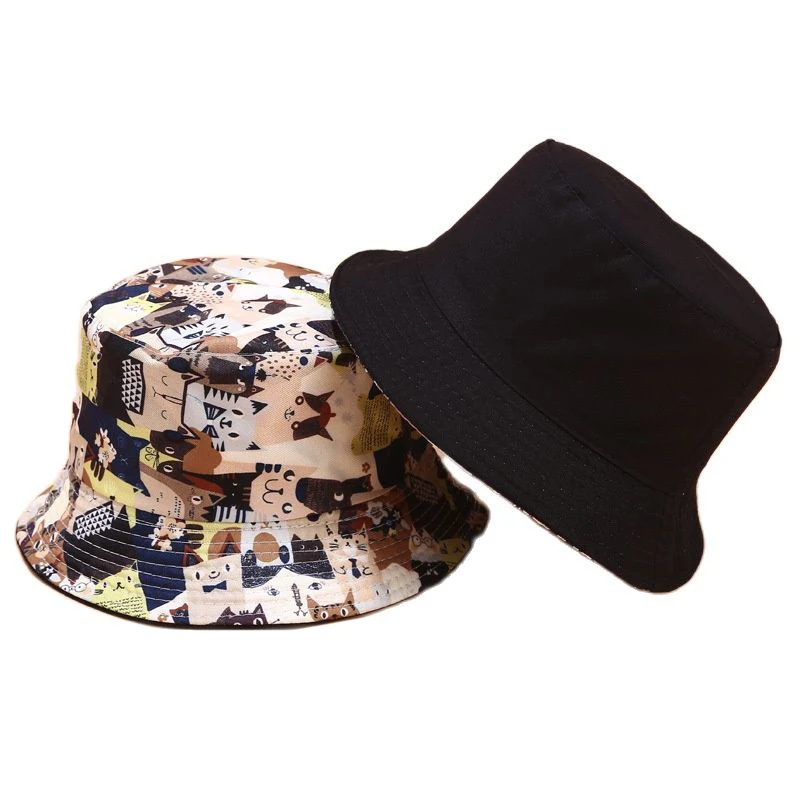 

Double-Sided Panama Collapsible Summer Hats for Wo Men Hats for Women Luxury Designer Brand Kitty Graffiti Hat Men's Hat for Boy