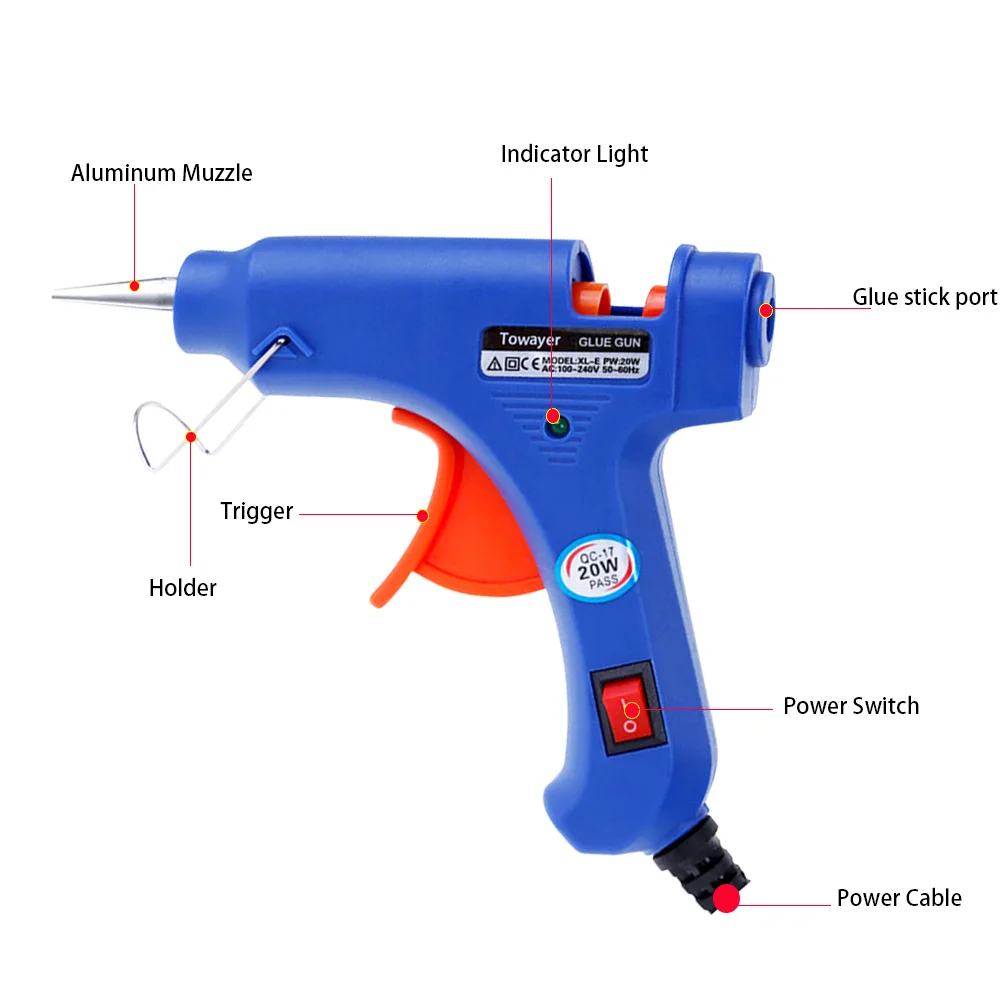 

20W Hot Glue Gun with Glue Stick 7mm*200mm Glue Stick Mini Electric Gun Temp Heater Melt Graft Repair Tool Heat Temperature Tool