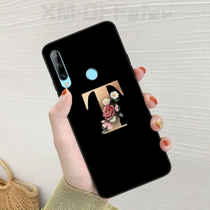 Flower custom initial letter TPU Soft Silicone Phone Case Cover For Huawei Enjoy 7S 8 9E 7 9 10plus NOVA 6-5G Pro se | Мобильные