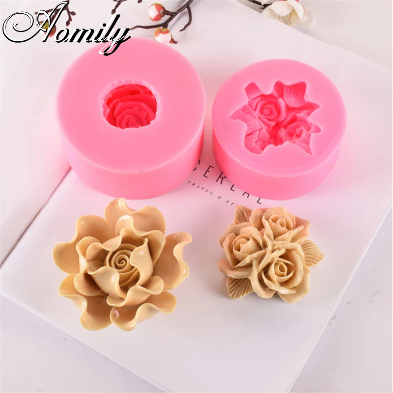 Aomily роза цветок 1/3 шт кремния для шоколада желе конфет формы выпечки DIY