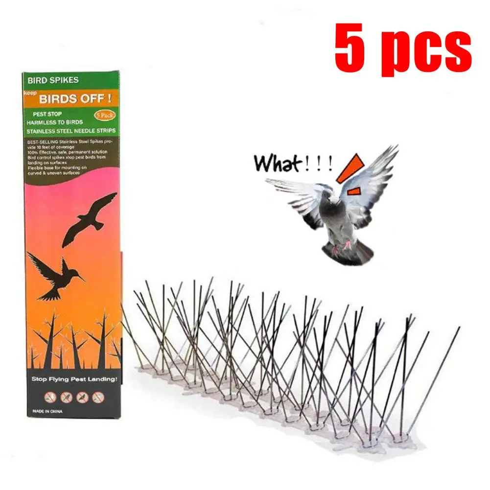 

5pcs Stainless Steel Anti-Bird Spike Repeller Bird And Pigeon Spikes For Driving Bird Pigeon Away 50CM Scare Birds Pest Control