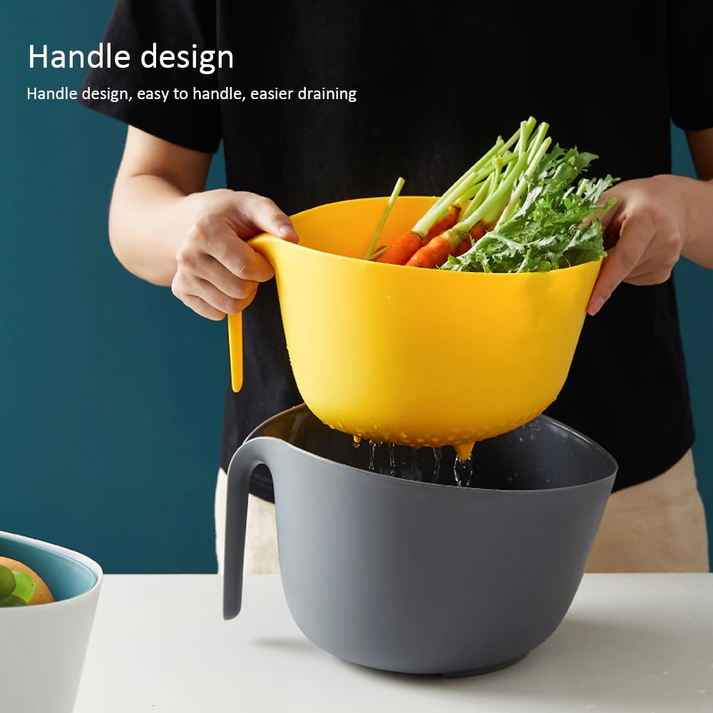 Двухслойный пластиковый дуршлаг для мытья ситечко кухонного слива корзина