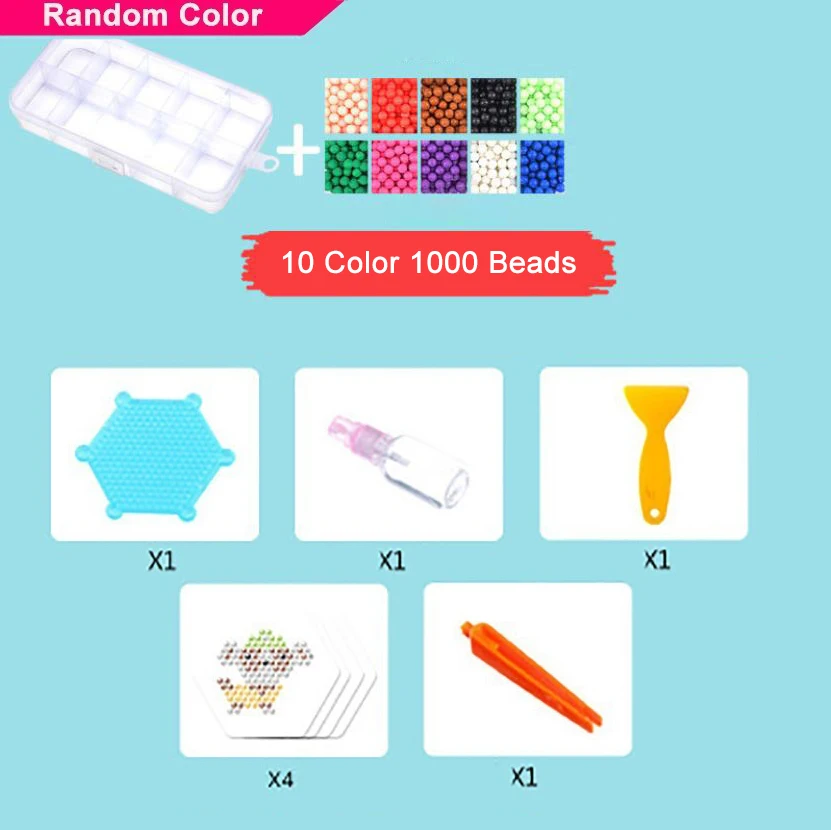 10Color 1000Beads 42 цвета, 13200 шт, DIY бусы ручной работы, игрушка, 3D пазлы, Beados, волшебные липкие водные шарики, развивающие игрушки, бусины для детей, подарок для детей - Цвет: 10Color 1000Beads