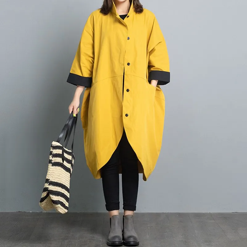 Цвет: желтый cotton plus size Oversized vintage women causal loose midi spring autumn shirt dress elegant clothes ladies dresses - Цвет: Цвет: желтый