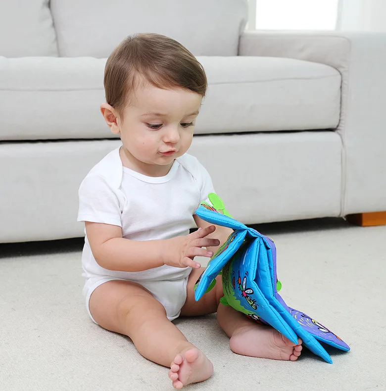 

Baby Early Learning Toy Eco-friendly Cloth Book Cute Cartoon Five Little Insects Book Foot Three-dimensional Educational Book