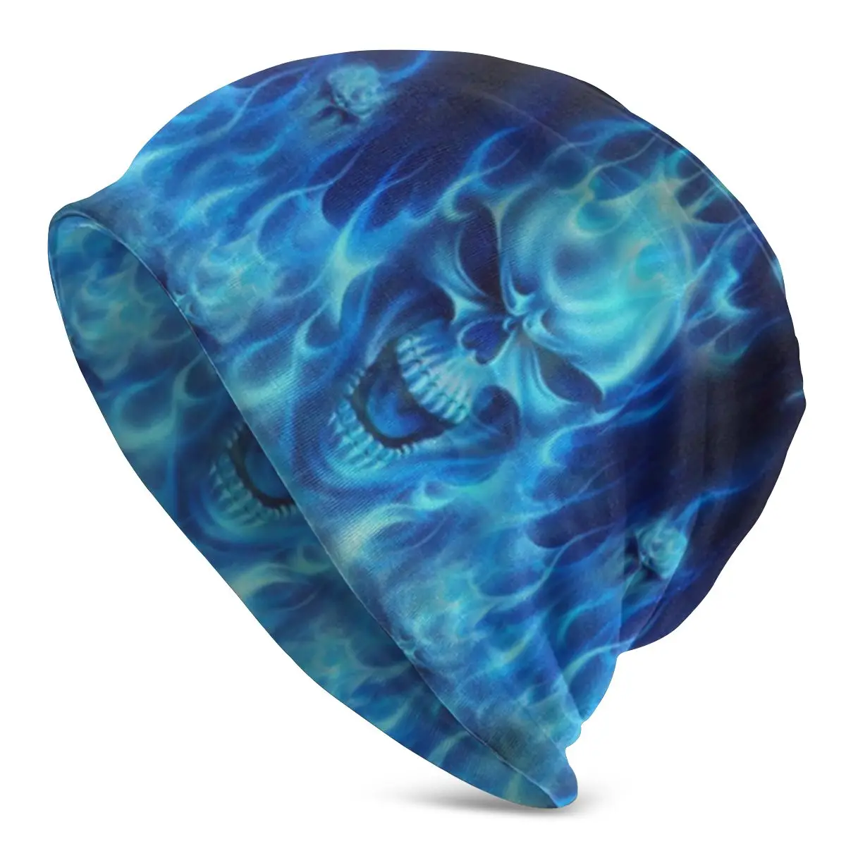 

Fire Skull Unisex Men Women Beanies Windproof Hedging Cap Double Layer Fabric Caps Bonnet Hat