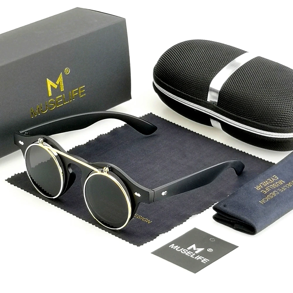 2021 Модные Винтажные Круглые Солнцезащитные очки MUSELIFE в стиле стимпанк