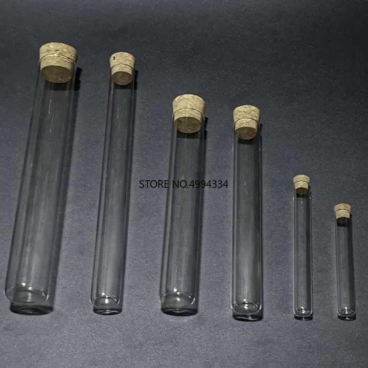 

Free Shipping/100pcs 15x100mm Flat bottom Glass Test Tube with cork stopper for School Glassware