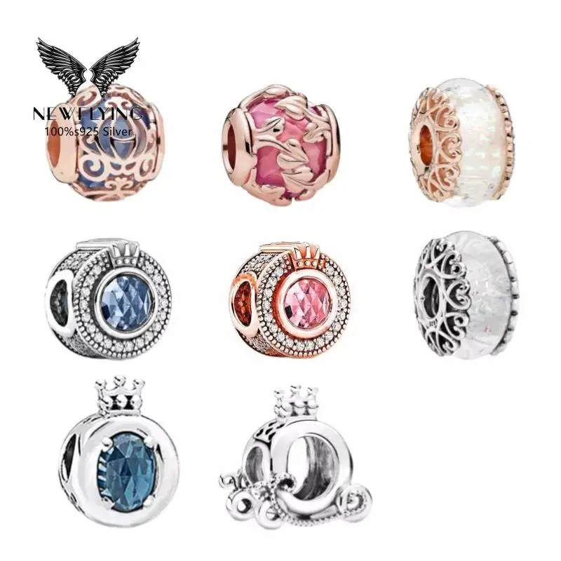 

100% 925 Sterling Silver flat bottom beads women's love shape fit original charm bracelet DIY high quality jewelry