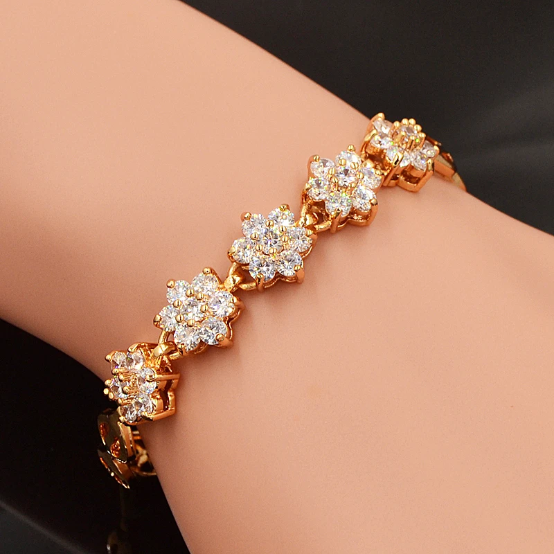 Модный женский браслет из кубического циркония с маленькими милыми цветами