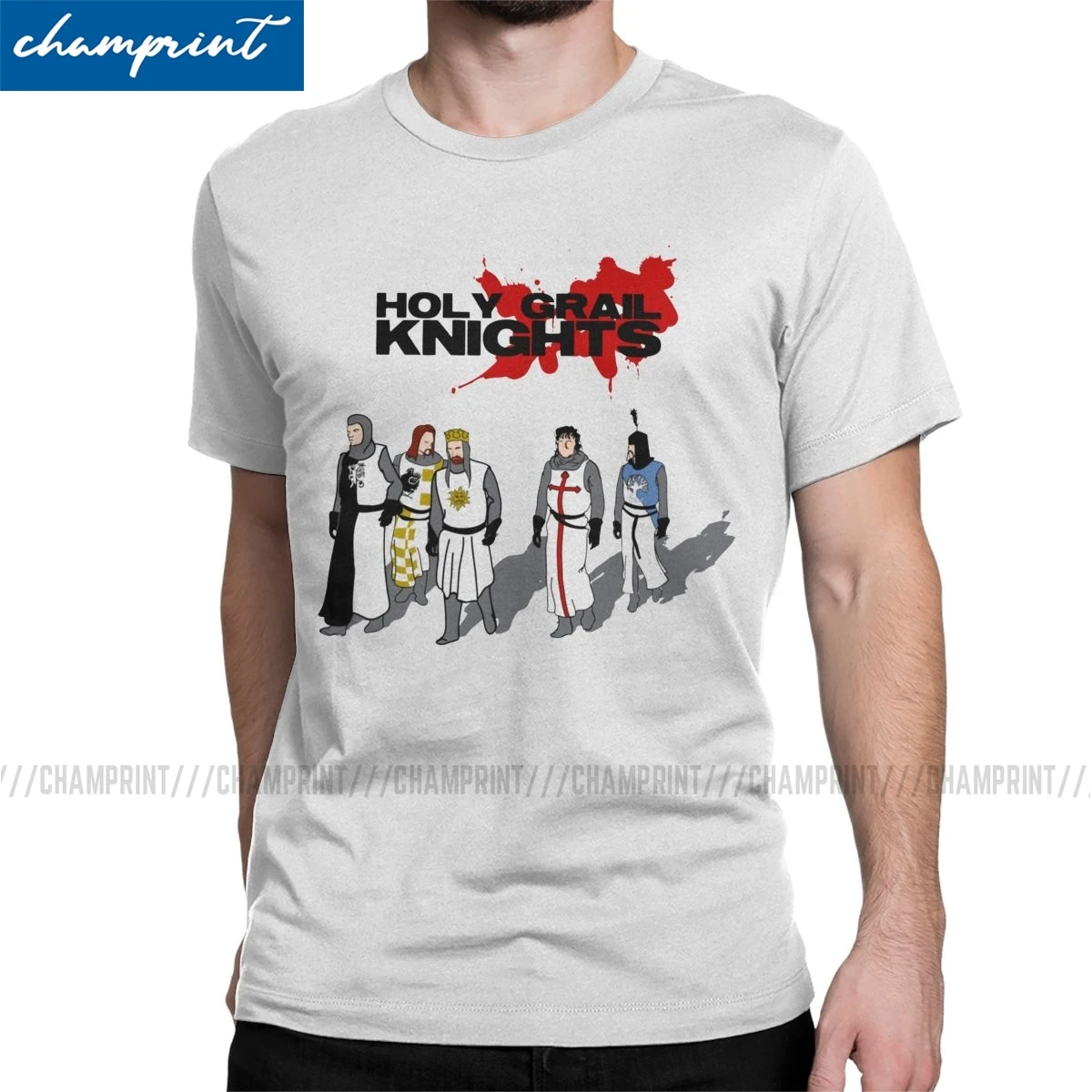 

Holy Grail Knights Men T Shirts Monty Python T-Shirts Arthur Black Knight Comedy Fun Tee Shirt 100% Cotton Plus Size Tops