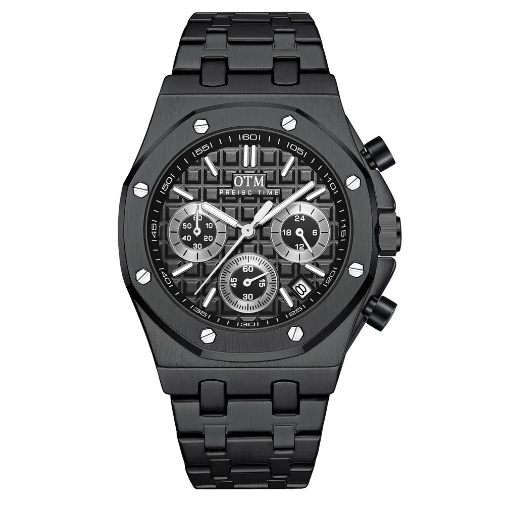 

Watches Mens Luxury Stainless Steel 30m Waterproof Strengthened Glass QUARTZ Wristwatch Chronograph for Man