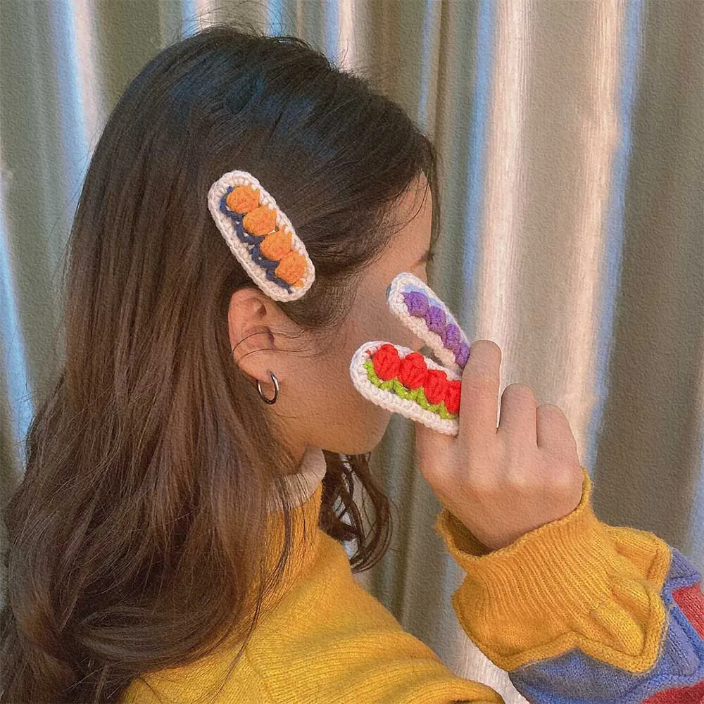 

В Корейском стиле, зимнее Новое поступление ручной работы из вязальной шерсти цветок шпильки для волос заколки для волос для женщин и девуш...