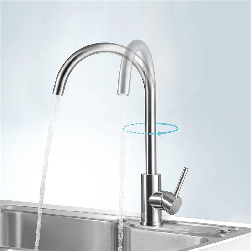 Diiib Нержавеющая сталь Кухня кран для раковины 360 ° Вращение смеситель горячей и