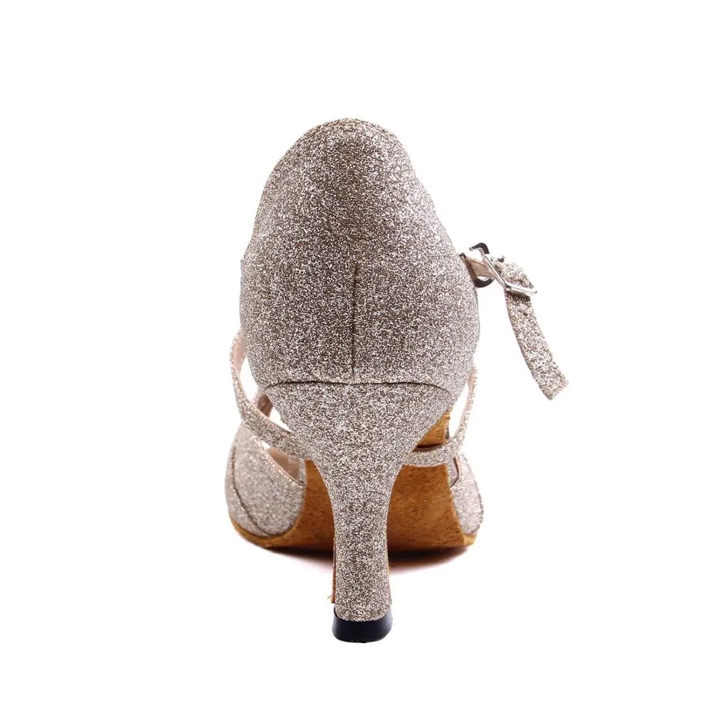 Women Ballroom Latin Dance Shoes Gold Salsa Tango Bachata Dance Shoes for Prom Wedding Dancing Heel 6/7.5/8.5 cm VA30