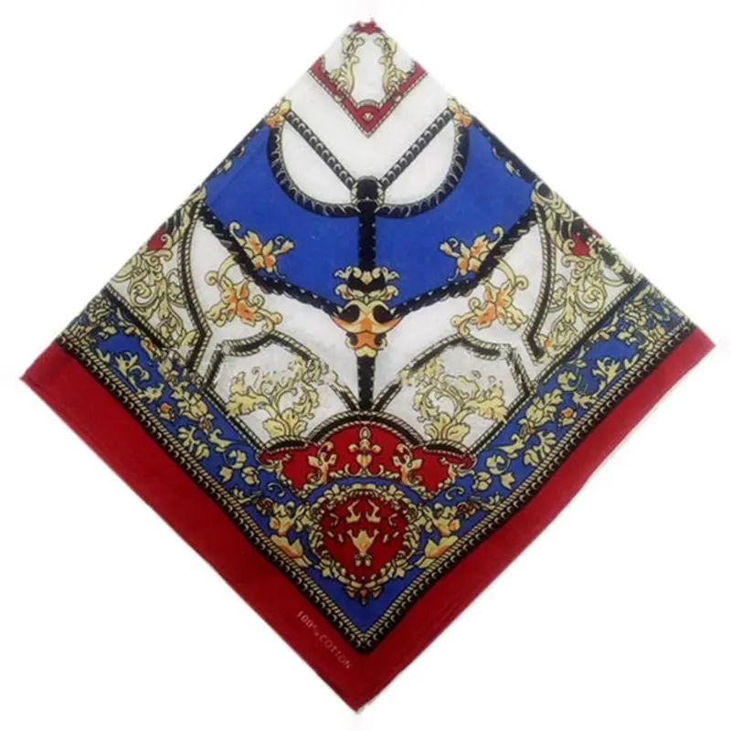 

Женский хлопковый квадратный шейный платок, бандана контрастных цветов в европейском дворцовом стиле с геометрическим принтом, офисный пл...