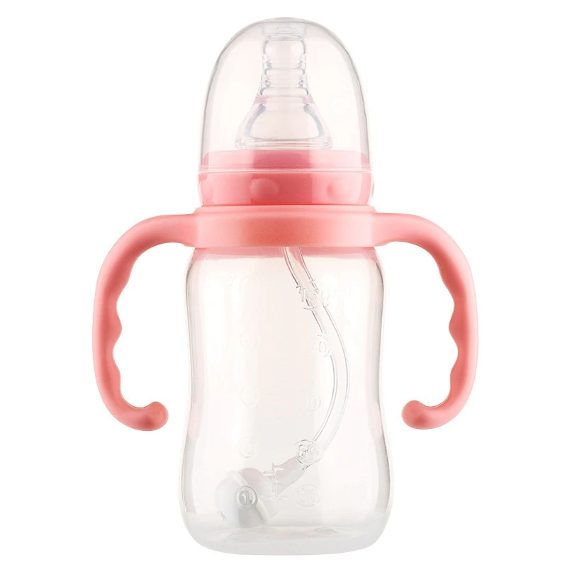 

120/150/240/300ML Baby Standard Diameter PP Feeding Bottle Mother Baby And Newborn Baby Bottle With Non-slip Hand Tuck Pink