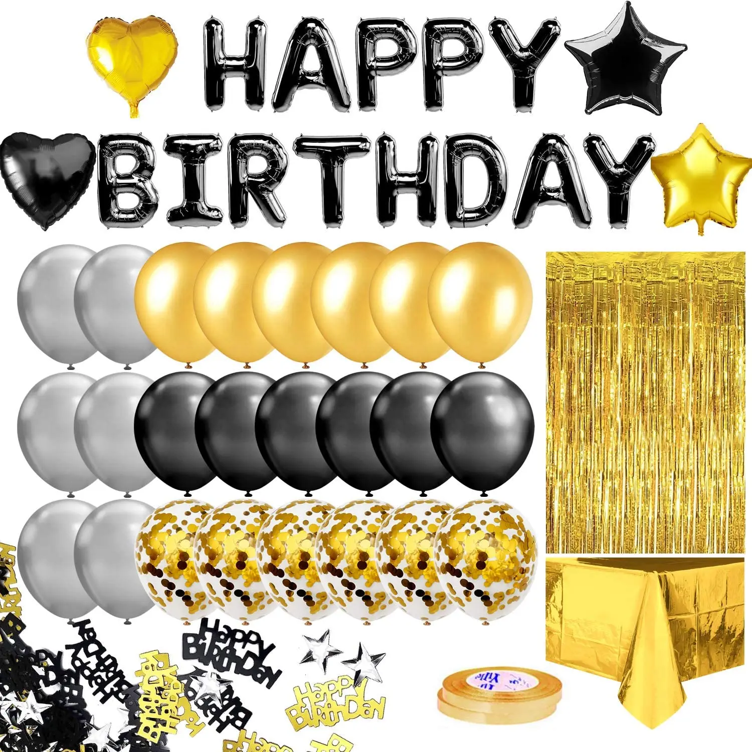 

Black gold birthday party decoration happy birthday banner balloon wedding decoration wedding anniversary