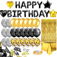 black gold birthday party decoration happy birthday banner balloon wedding decoration wedding anniversary