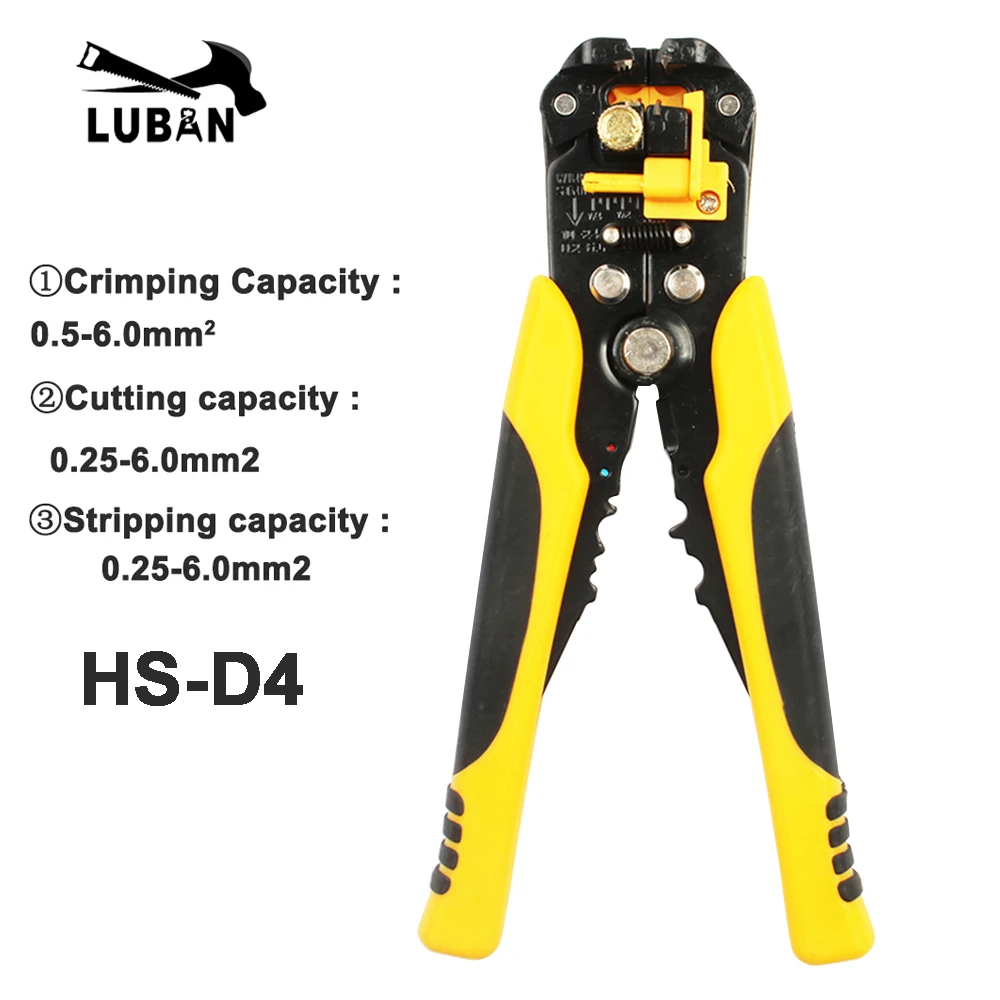 HS-D1 D4 AWG24-10 0,2-мм2 3 в 1 многофункциональные автоматические плоскогубцы для зачистки проводов ОБЖИМНАЯ резка кусачки для проводов - Цвет: D4-Y