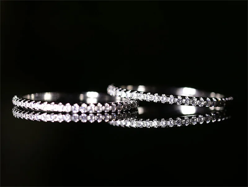 Настоящее кольцо вечности CZ камень алмаз картина полный серебро 925 пробы женское