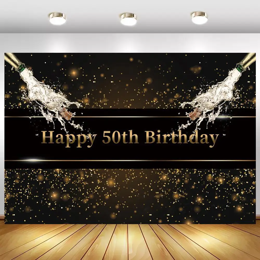

Photography Background Happy 50th 40th 30th Birthday Party Gold Polka Dot Poster Customize Photophone Backdrop Photo studio