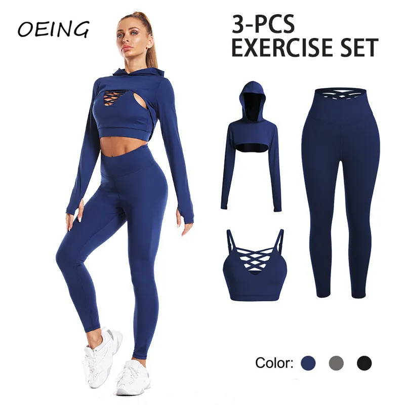 

Комплект из 3 предметов, женская одежда для отдыха, спортивный бюстгальтер, комплект для тренировок, леггинсы, Женский комплект для йоги, оде...