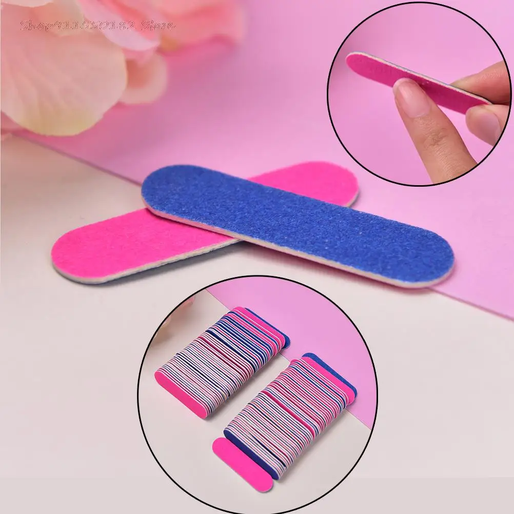 

100 Pcs 5Cm Mini Nagelvijlen Kunstmatige Nail Schuurpapier Wegwerp Cuticle Remover Buffers Slim Crescent Eelt Nail Art tool