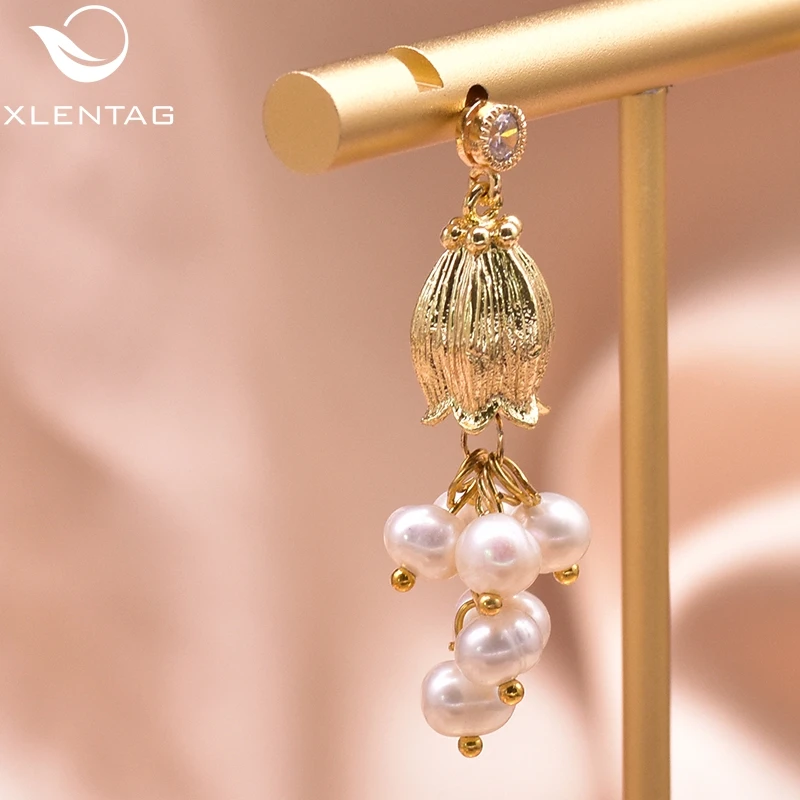 Женские серьги с жемчугом XlentAg роскошные натуральным пресноводным свадебные