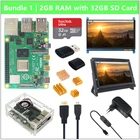 Новый Raspberry Pi 4 Model B 2 4 8 ГБ ОЗУ + 7-дюймовый сенсорный экран + держатель + 64 32 Гб SD-карта + вентилятор + питание + HDMI кабель для RPi 4 B