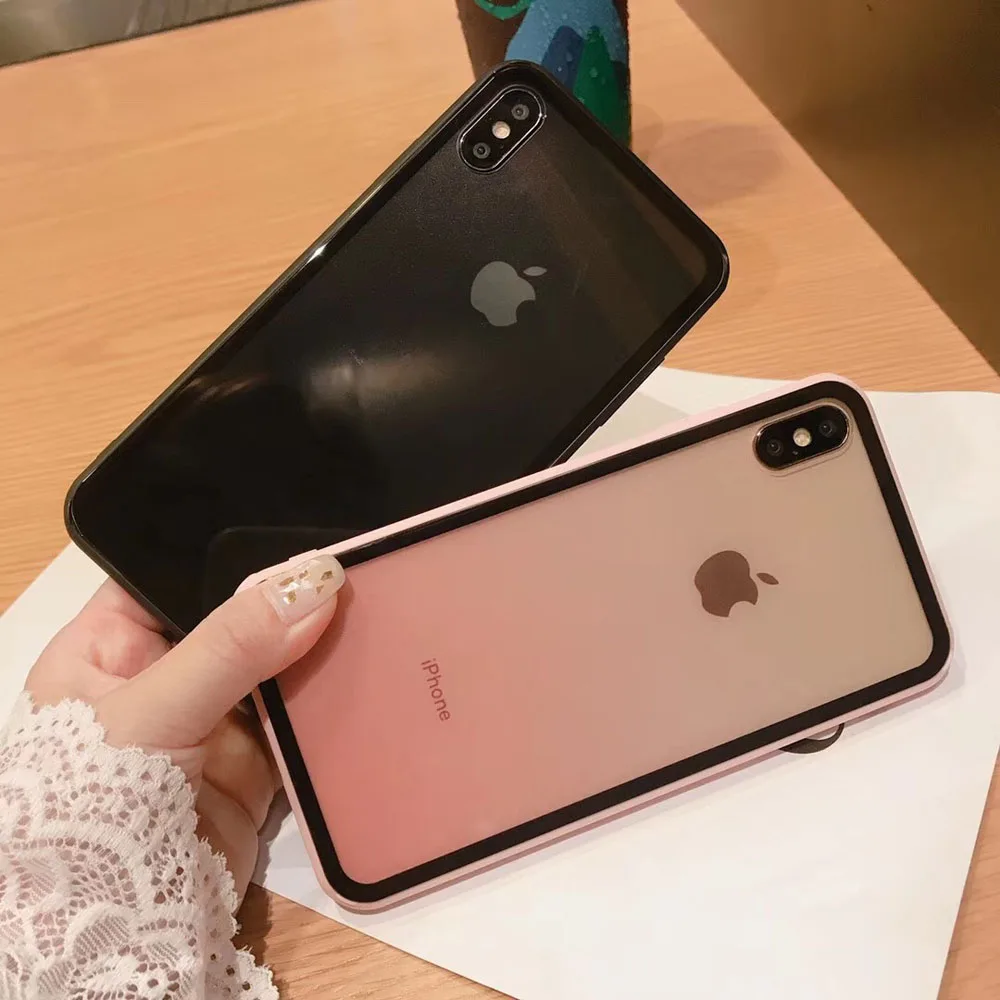 Простой градиентный Прозрачный чехол для телефона iPhone 6s 7 8 Plus X XR XS Max 11 Pro задняя