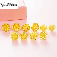 kissflower er04 fine jewelry wholesale fashion woman girl bride mother birthday wedding gift flower 24kt gold stud earrings