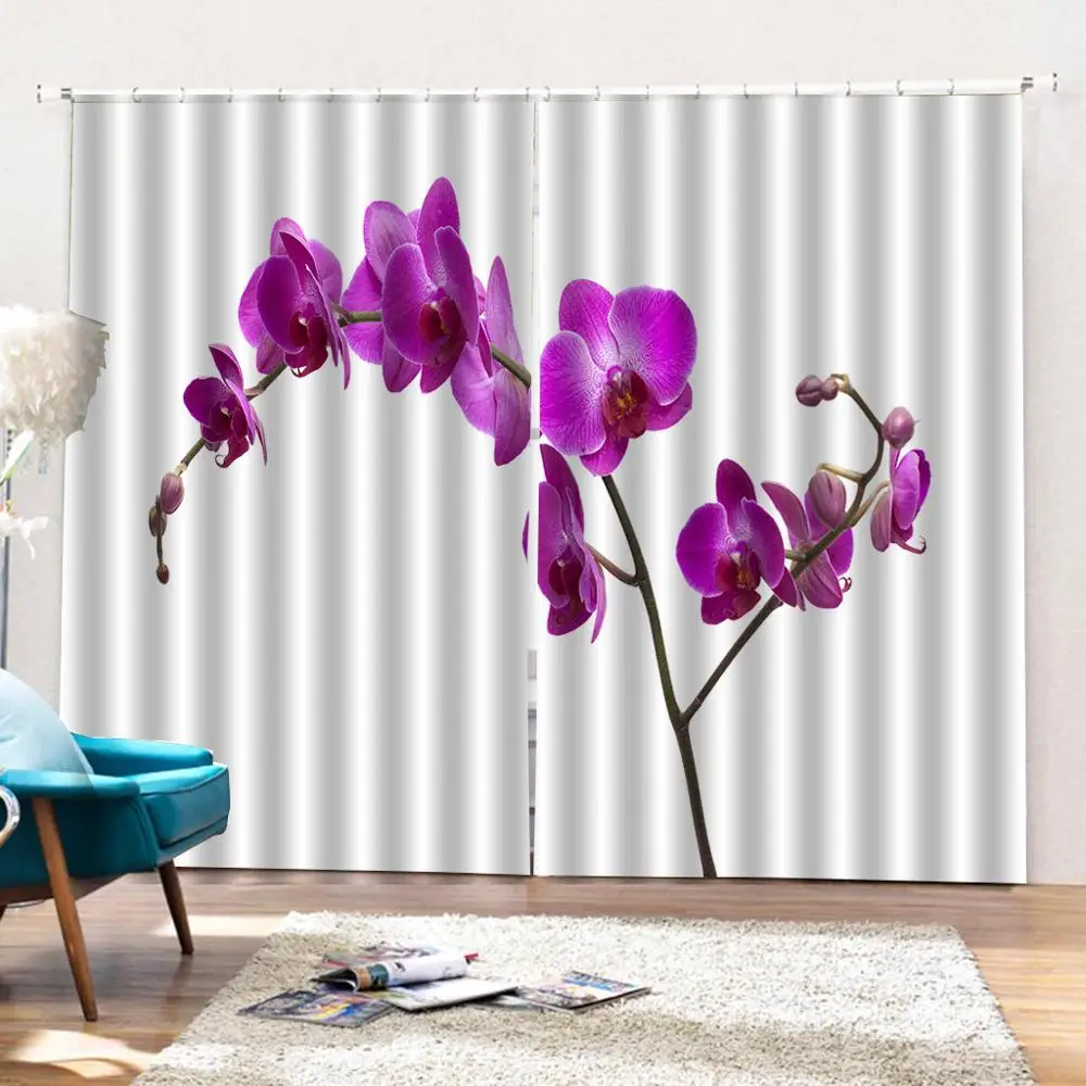 purple curtains Luxury Blackout 3D Window Curtains For Living Room Bedroom flower curtain | Дом и сад