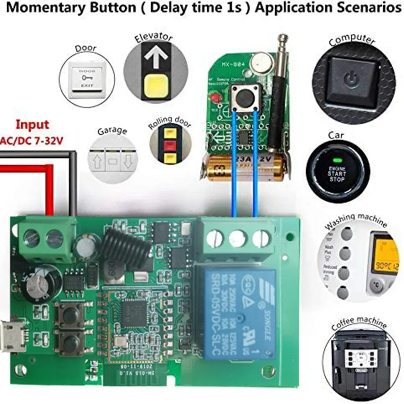 Модуль переключателя Tuya Zigbee с индукцией RF433 переключатель сделай сам 5-32 В
