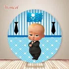 Фон для фотосъемки малышей Woncol с изображением маленького человека, детский фон для фотосъемки на день рождения, круглые декоративные постеры с синими полосками, реквизит для фотосъемки