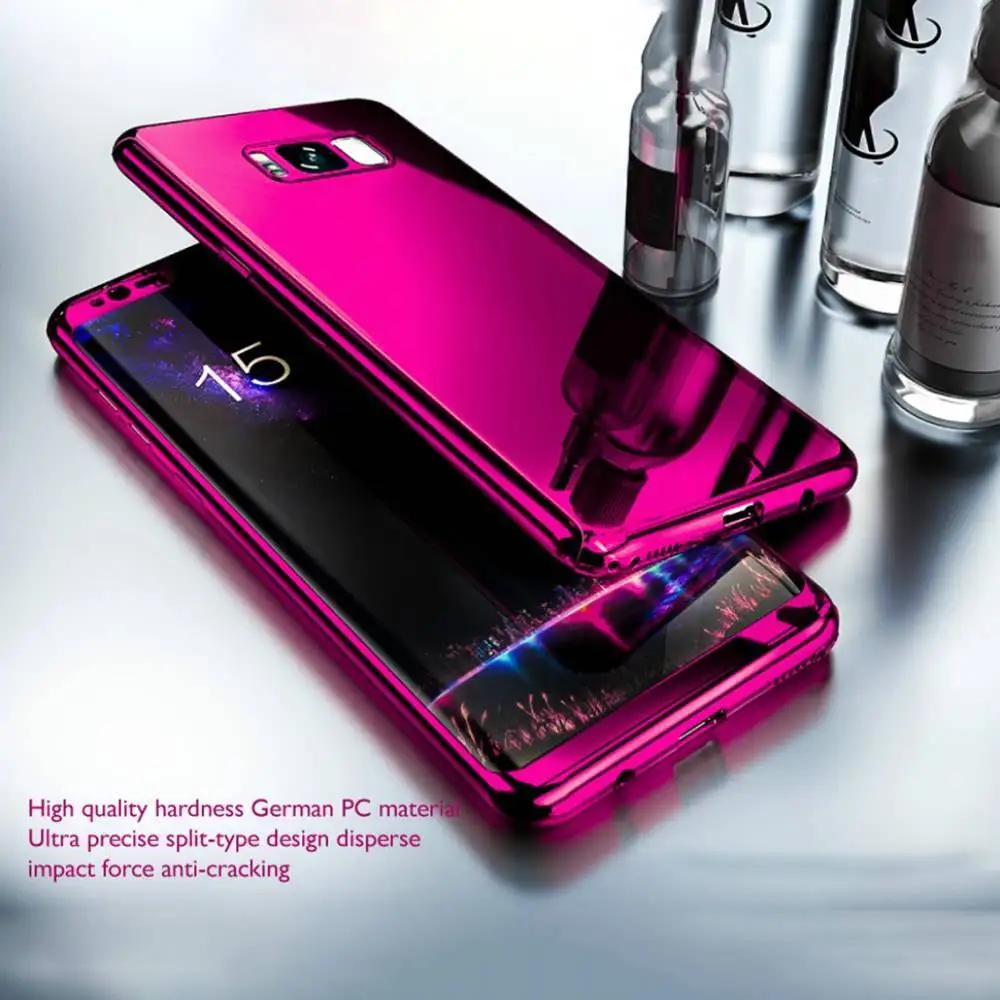 Purple Для samsung Galaxy S10 чехол S10E S9 S8 Plus покрытие глянцевое зеркало 360 Защитная крышка для экрана для samsung S7 edge Note 8 9 A5 - Цвет: Purple