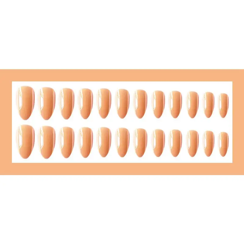 

24pcs False Nails Almond False Nail Long Paragraph Ballerina Fashion Manicure Full Cover Wearable Coffin Fake Nails with 2g Glue