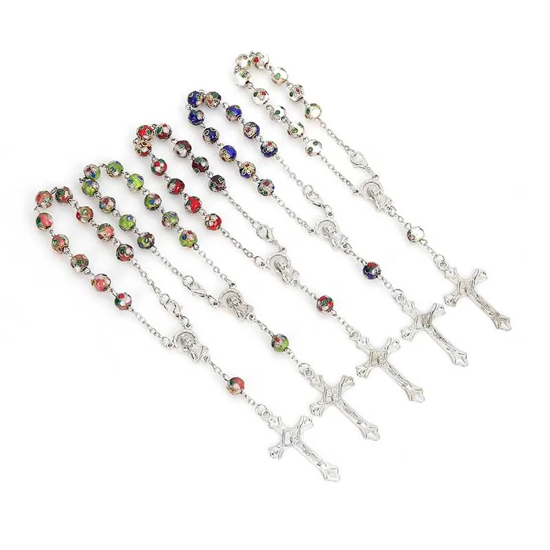 Catholic Luxury Rosary Multicolor Cloisonne Enamel Cross Bracelet. | Украшения и аксессуары