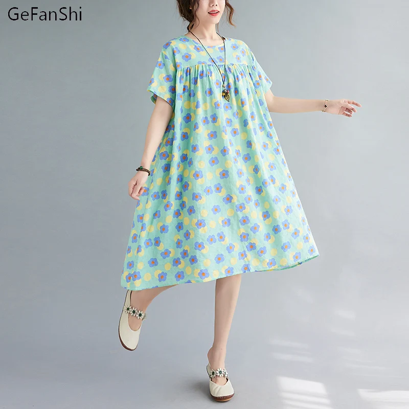 

Женское пляжное платье с цветочным принтом, свободное повседневное элегантное платье с коротким рукавом для офиса, Новинка лета 2021